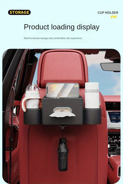 For Tesla Model 3 Y Leather Car Seatback Multi-Functional Storage Box Car Seat Back Organizer Rack Car Seat Rear Tissue Box