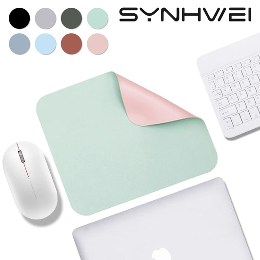 Small Size Office Mouse Pad Colorful Double-side Waterproof Desktop Protector Mat PU Leather Non-slip MousePad For Laptop PC