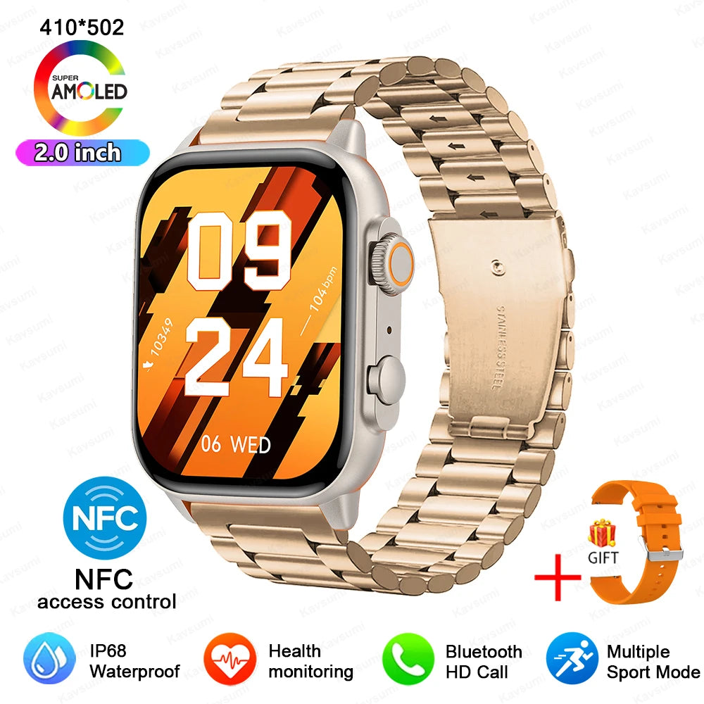 2024 NFC Smartwatch AMOLED Screen Always show Time Bluetooth Call Ultra Watch Series 8 Clock Men Sport Health Women Smart Watch