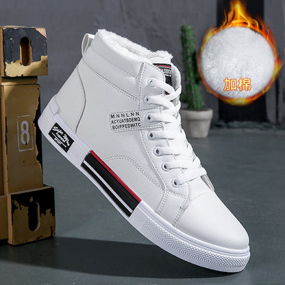 Fashion Leather Men's Canvas Shoes Autumn High-Top Casual Shoes for Men Non-Slip Male Sneakers 2024 New Winter Tenis Masculino