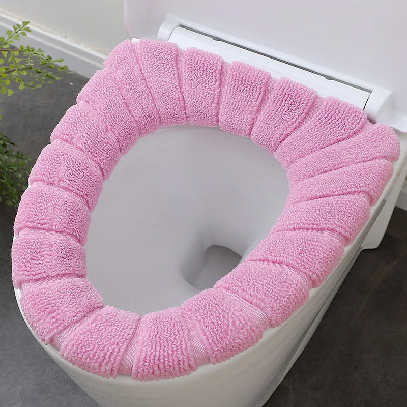 Winter Warm Toilet Seat Cover Waterpoof Soft Closestool Mat Bathroom Pad O-shape Toilet Seat Bidet Toilet Cover Accessories