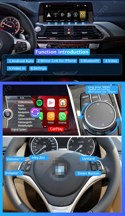 Wireless CarPlay For BMW 1 2 3 4 5 7 Series E70 F10 X1 X3 F25 F26 F48 MINI X4 X5 X6 F56 F15  Android Auto  AirPlay  Mirror Link