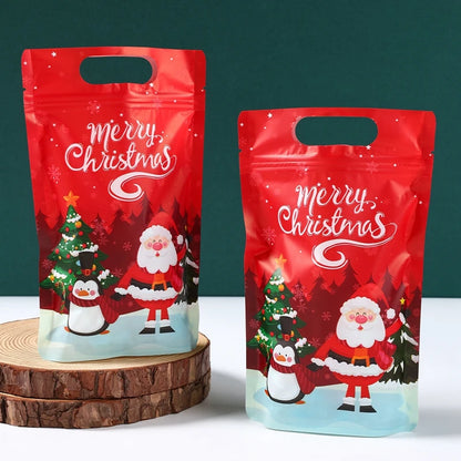 Christmas Penguin Santa Zipper Stand Bag Navidad Natal Noel Candy Cookie Bag Merry Christmas Decor For Home 2024 New Year 2025