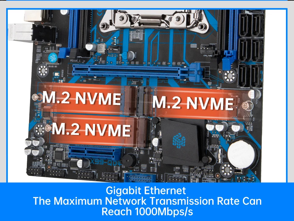 HUANANZHI X99 QD4 LGA 2011-3 XEON X99 Motherboard Intel E5 2640 2666 2670 2696 V3 V4 support DDR4 RECC NON-ECC Memory NVME SATA