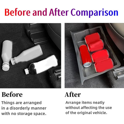 Compatible for Tesla Model Y 2020-2024 Under Seat Storage Box,Under Seat Drawer Storage Box Hidden Organizers Black Accessories