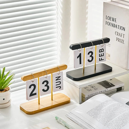 Minimalist Style Living Room Office Decoration Wooden Calendar Ornament Modern Desk Accessories Simple Home Decor Crafts Gift