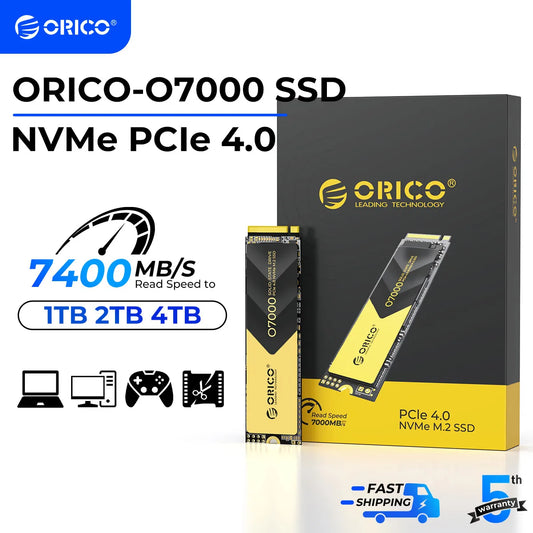 ORICO PCIe4.0 M.2 NVMe SSD PS5 Gaming 7400MB/S Internal Solid State Drive M Key 2280 SSD for Content Creators 1TB/2TB/4TB O7000