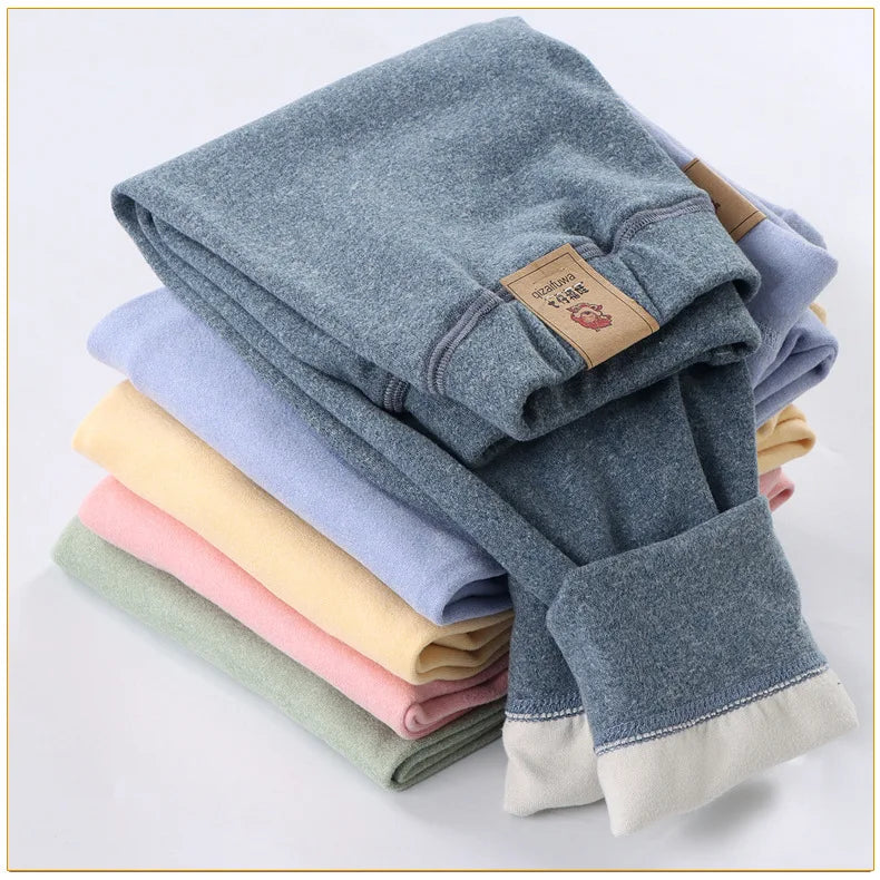 Children's Padded Bottoms Boys Single Trousers Girls Autumn and Winter Warm Middle and Large Children Thickened Long Pants