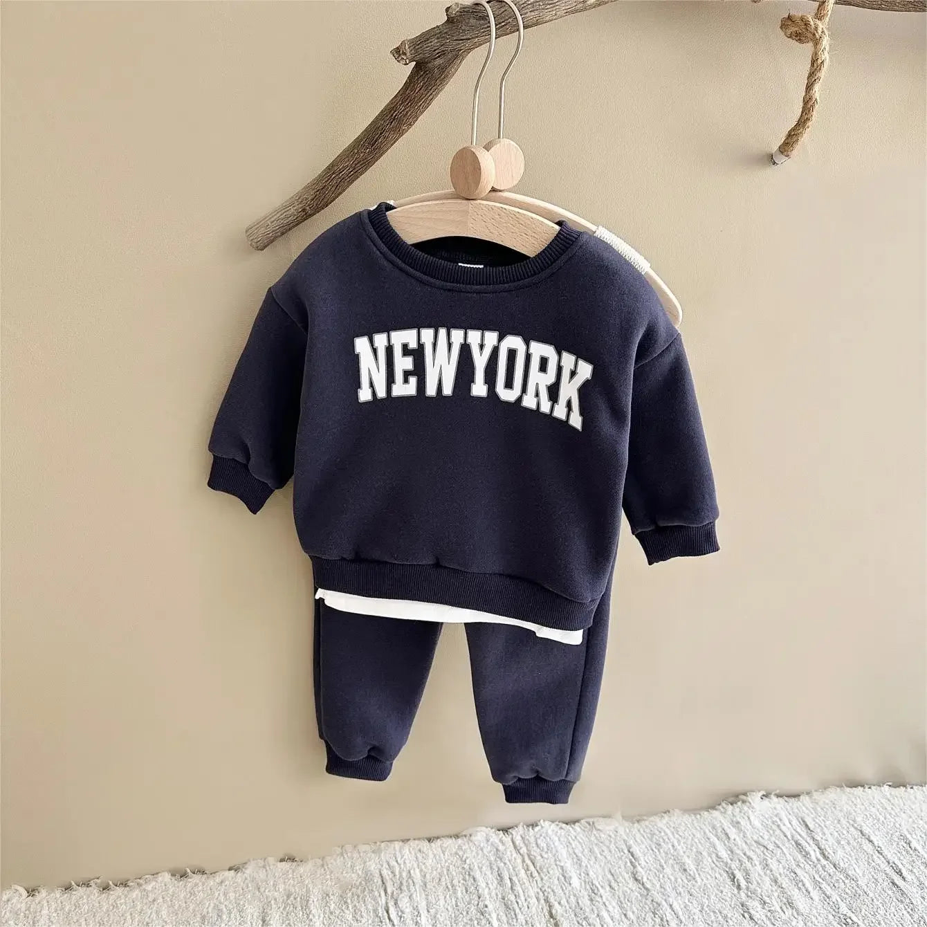 Baby Clothing Set Boys Girls Hoodie 2PCS Set Print Letter Patterns Sports Suit Sweatshirt  Winter Outfit Thickened Clothing