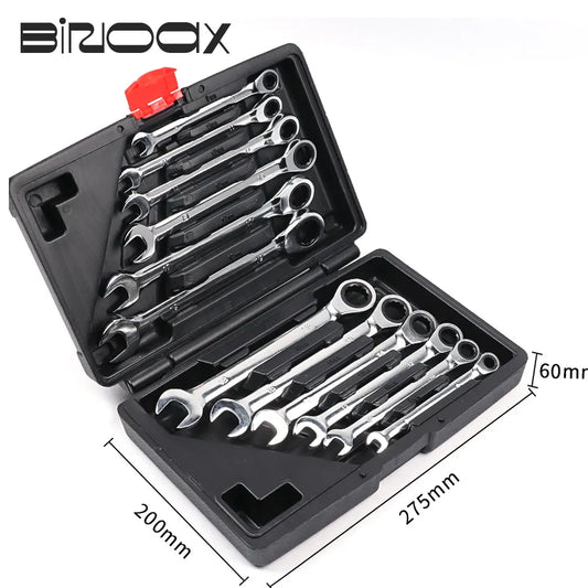 12Pcs Ratcheting Wrench Set Flex/Fix-Head Combination Ended Spanner Kits Tool Set Socket Wrench Set