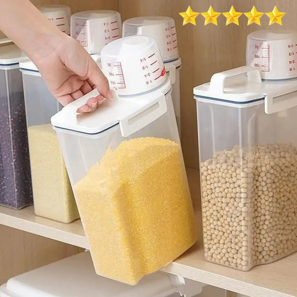 Contenitore per alimenti per riso e cereali con misurino, resistente all'umidità e agli insetti, antipolvere