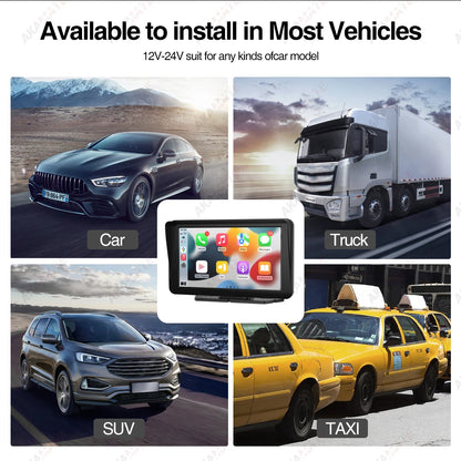 AKAMATE 7inch Universal Car Radio Monitor CarPlay Android Auto Multimedia Player Bluetooth AUX TF Card IPS Screen Video Play