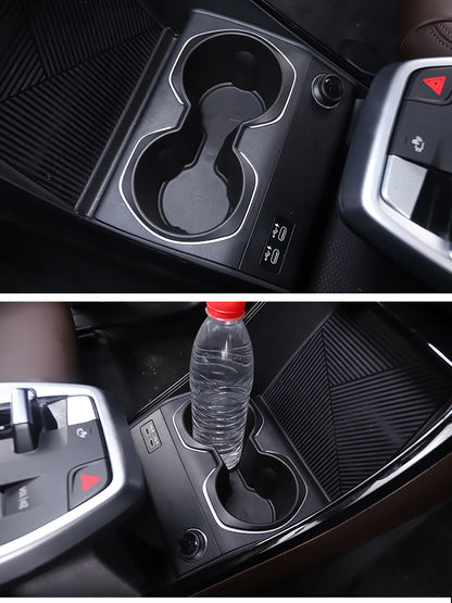 For BMW X1 U11 2023-2024 TPE Black Car Center Console Water Cup Holder Storage Box Car Interior Accessories