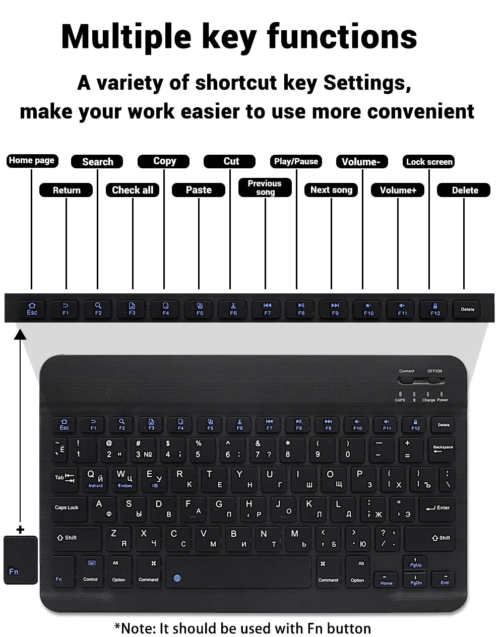 Bluetooth Wireless Keyboard Mouse For IOS Android Windows Tablet For iPad Air Mini Pro Spanish Korean Portugal Russian Keyboard