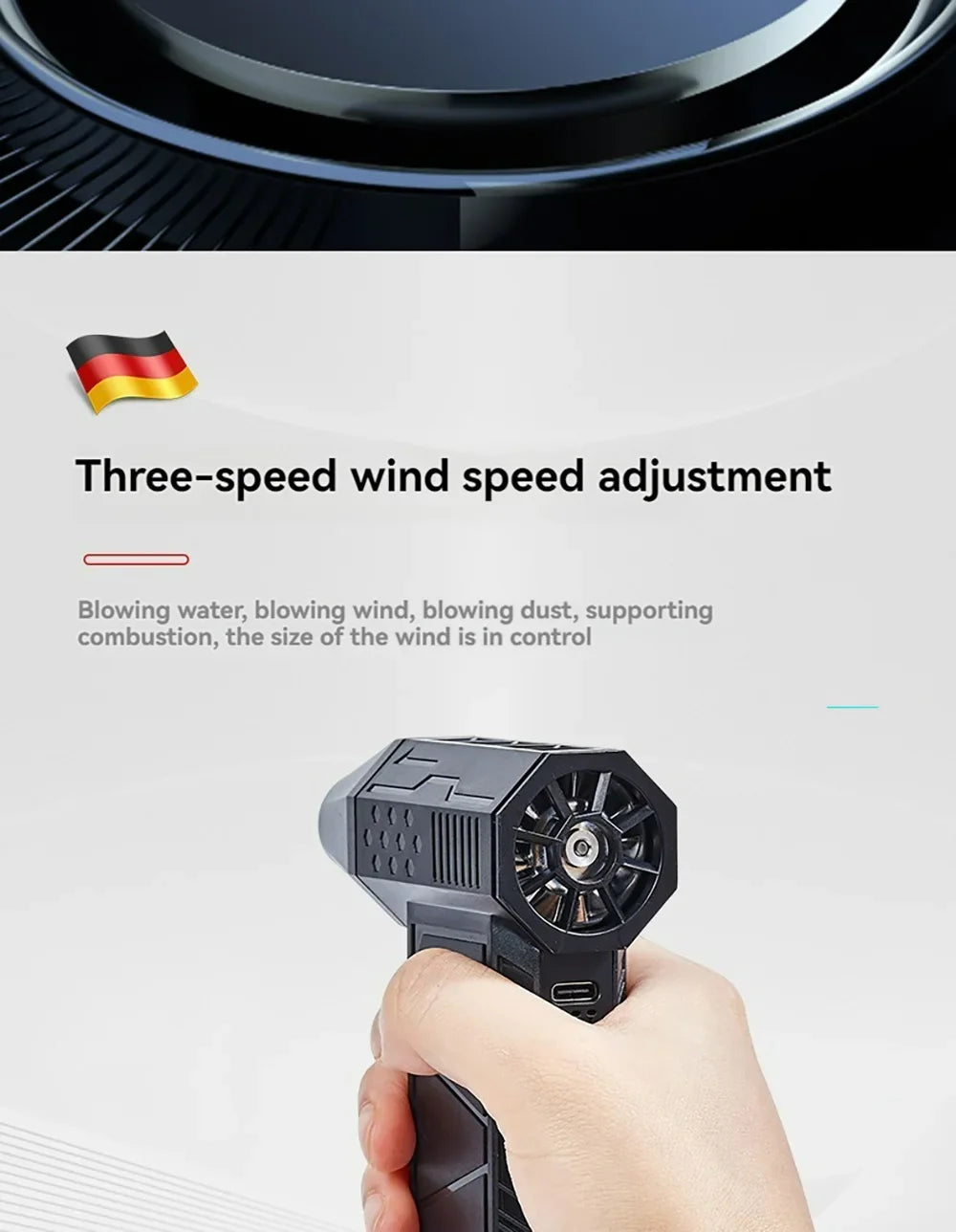 130000RPM 3 Speed Mini Turbo Violent Fan Industrial Duct Fan Wireless Blower Super Power Air Blower Jet Gun Battery Replaceable