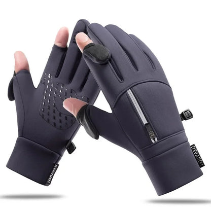 Waterproof Winter Fishing Gloves 2 Finger Flip Winter Gloves Windproof  Men Women Warm Protection Fish Angling Gloves