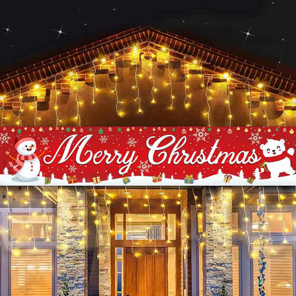 Christmas Outdoor Banner Flag Merry Christmas Decoration for Home 2024 Xmas Ornament Navidad Natal Noel Gift Happy New Year 2025