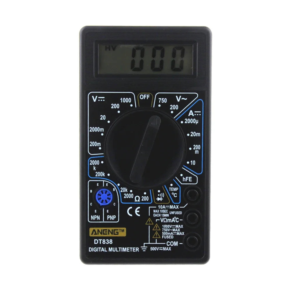 DT838 DT830B Digital Multimeter Tester Voltmeter Measuring Current Resistance Temperature Meter ACDC Ammeter Test Lead Probe