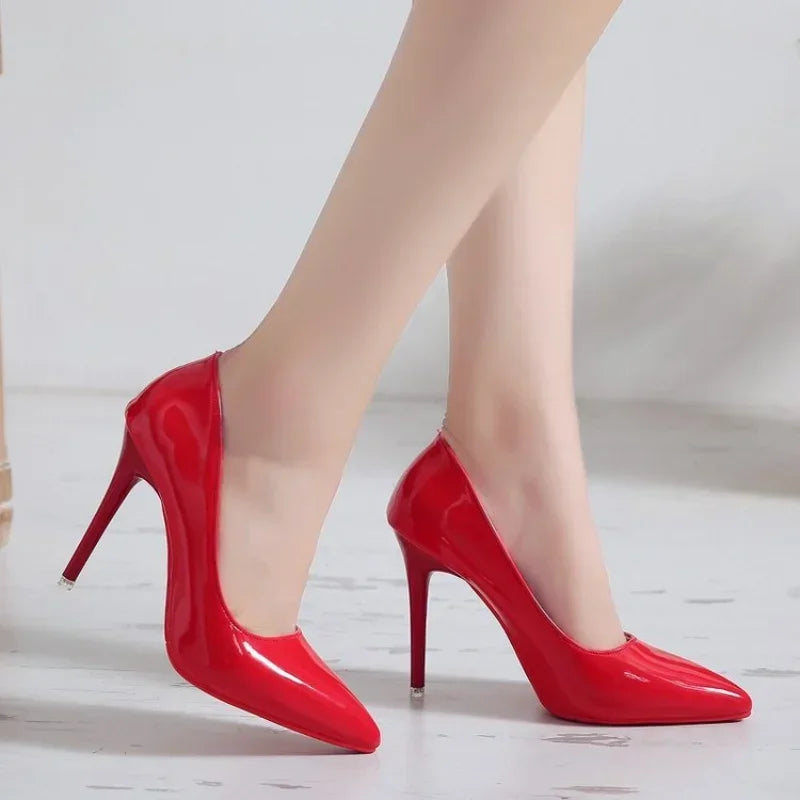 2024 New Women's High Heels Red Sole Pointed Toe Stiletto Heels Classic Style Wedding Dinner Complete Colors Shallow Top Shoes