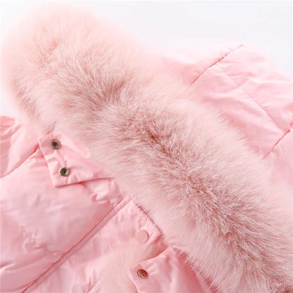 2023 New Thick Warm Long Coats Children's Outdoor Clothes Winter Jacket For Girls Fashion Hooded Outerwear Kids Cotton Parkas