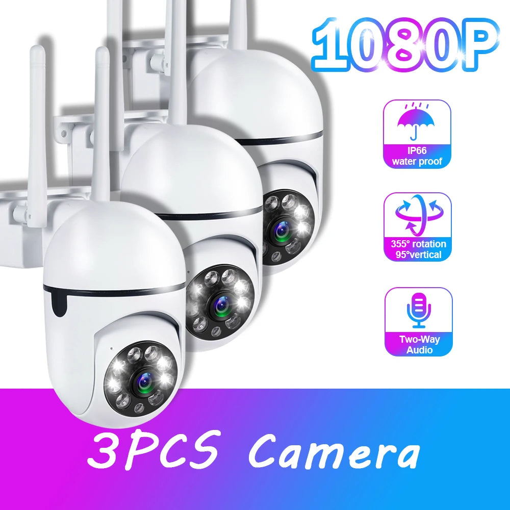 1080P 4PCS Outdoor Camera CCTV IP Wifi Surveillance Camera Waterproof Security Protection Wireless Home Monitor Track Alarm 360°