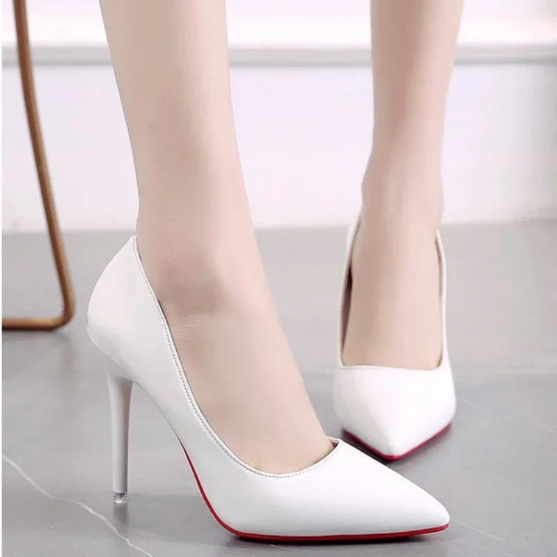 2024 New Women's High Heels Red Sole Pointed Toe Stiletto Heels Classic Style Wedding Dinner Complete Colors Shallow Top Shoes