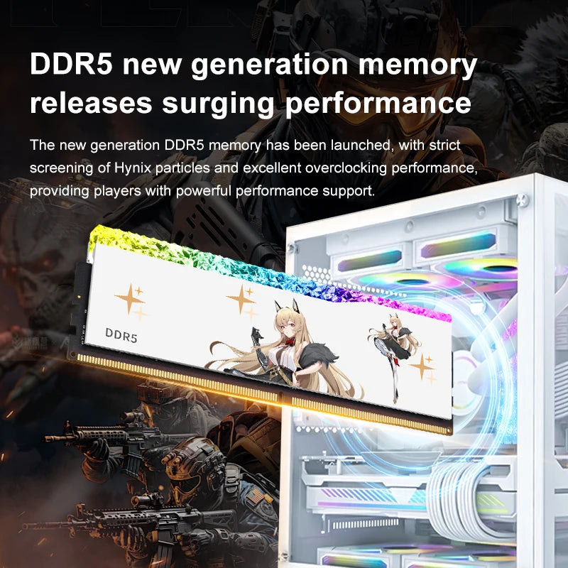 JUHOR Memoria Ram RGB DDR5 16GB 6400MHz  6800MHz 16GBx2pcs  UDIMM Desktop UDIMMRAM PC Computer Memory Hynix Chip