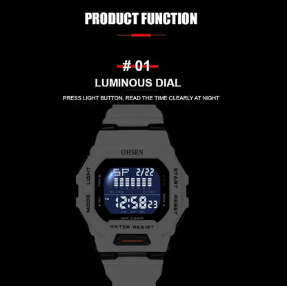 New OHSEN Green Hombre Male Digital Watches 5ATM Dive Man Mens Sports Wristwatches Hand clocks Man Watch Reloj Masculino