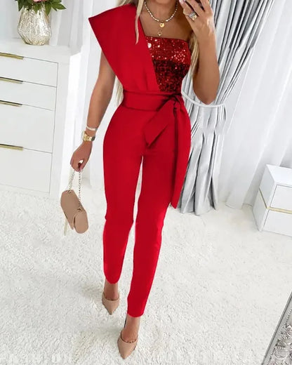 2024 Sleeveless O-neck Jumpsuit Women Patchwork Romper Ladies Sexy Bodysuit Female Jumpsuit Overalls for Women Jumpsuits Elegant