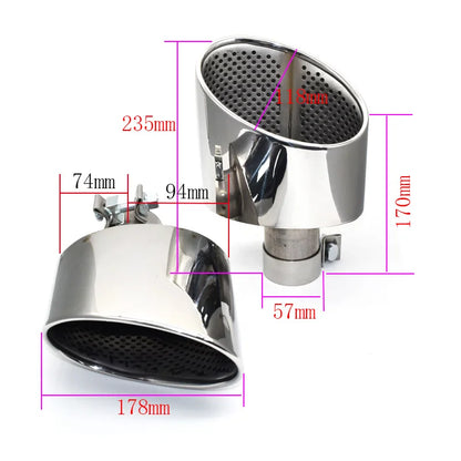 Oval Exhaust Tip For Audi A3 A4 A5 A6 A7 Up To RS3 RS4 RS5 RS6 RS7 Look Tailpipe Nozzle Exhaust System Muffler Tip