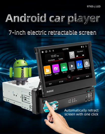 ACODO 1 Din 7" Electric Retractable Screen Android 13 Carplay Car Radio GPS Navigation Multimedia Player Audio Video Head Unit