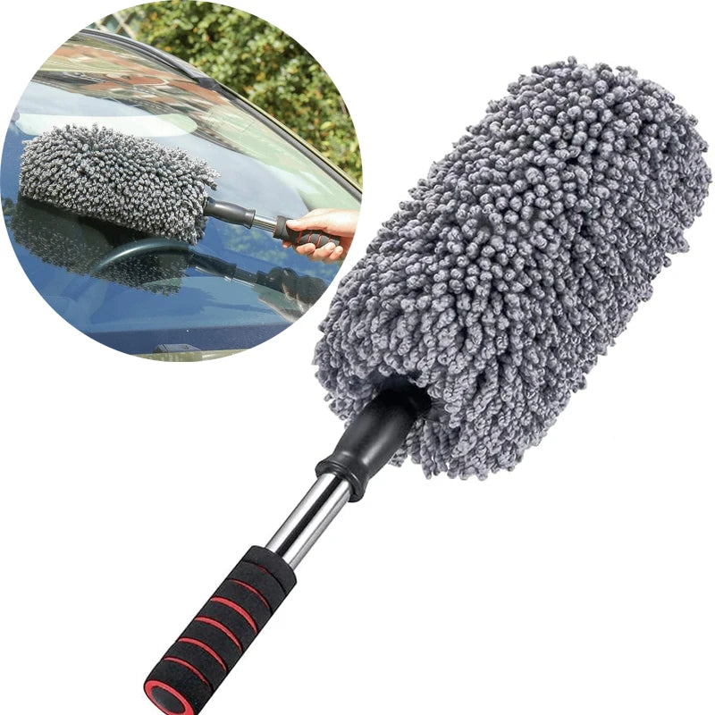 Car Duster Exterior with Extendable Handle Scratch Free Car Interior Cleaning Supplies Microfiber Duster Removes Brush Tuck SUV