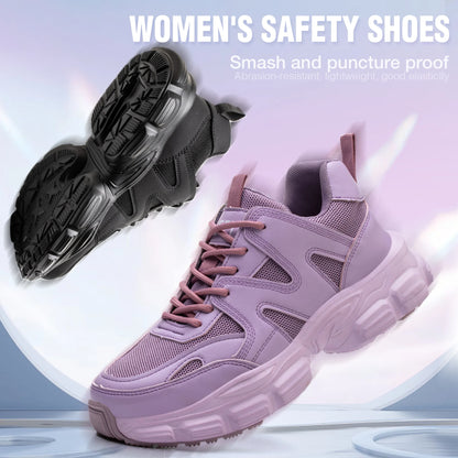 New women's lightweight breathable anti-smashing anti-skid protective steel toe work women's work shoes mesh safety shoes