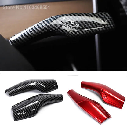 Fit for Tesla Model 3 Y Gear Shift Cover Steering Lever Handle Protection Shifter Shell Carbon Fiber Shift Knob Cover