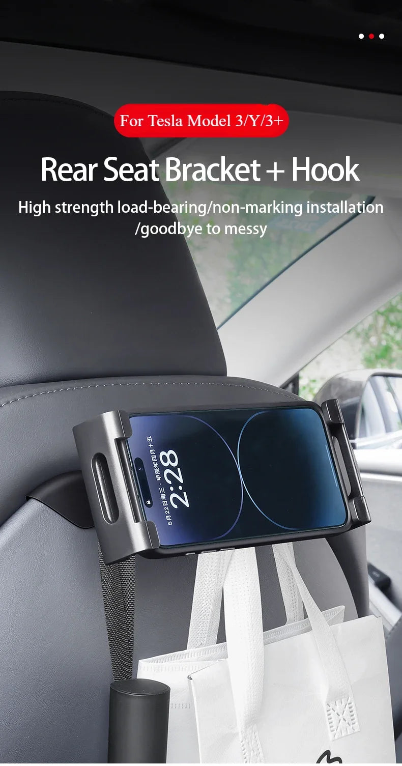 Car Back Seat Headrest Mount Holder For Tesla Model 3/Y/S/3+ 360 Rotation Tablet PC Auto Model3 Highland 2024 Phone Holder Stand