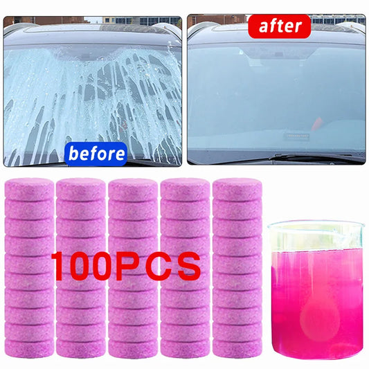 Car Tablet Windscreen Cleaner Effervescent Window Solid Cleaning Automobile  Glass Wiper Washing Tablets Dust Remover Pink