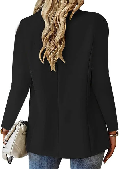 casual long sleeve suit jacket office lady spring autumn fashion elegant solid turn down collar blazer coats for women 2023