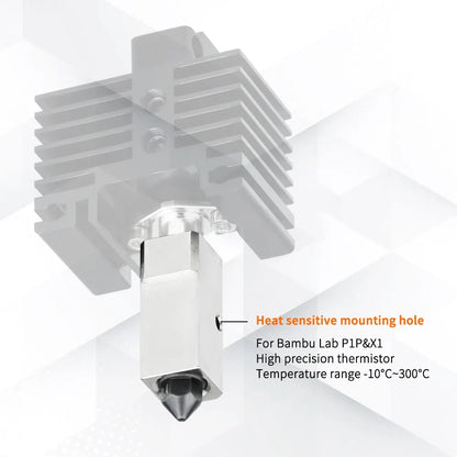 24V 60W Ceramic Cartridge Heater for Bambu Lab X1.X1C.P1P.P1S 3D Printer 100K NTC 3950 Thermistor Temperature Sensor 350℃