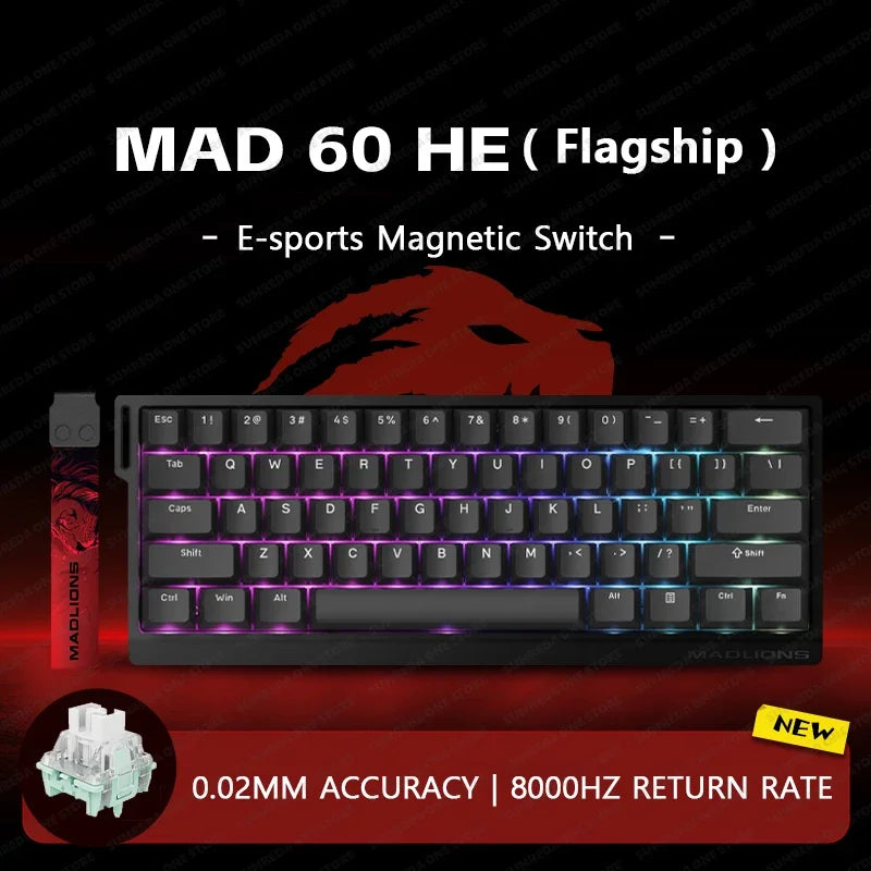 MADLIONS Mad60HE Mad 68HE Mechanical Keyboard Magnetic Switch Wired Hot Swap 8K Polling Rate Customized Gaming keyboard Pc Gamer