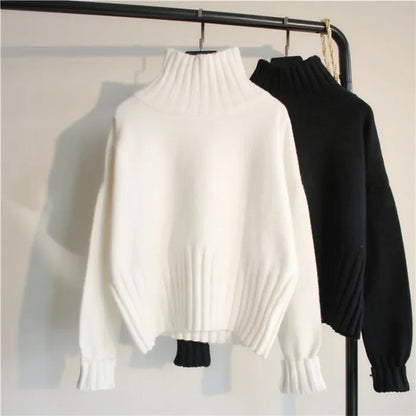 Women Pullover High Elasticity Knitted Ribbed Slim Jumper Autumn Winter Basic Female Sweater Truien Dames Turtleneck Sweater