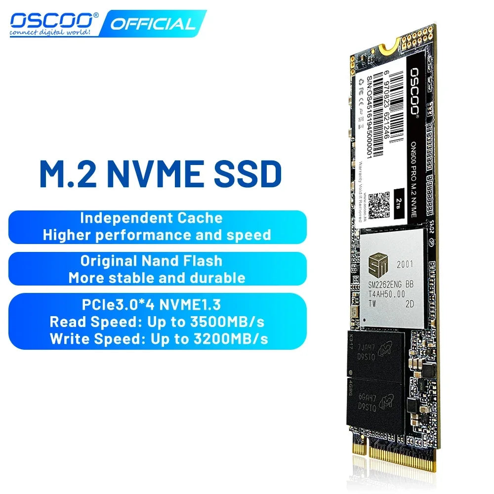 OSCOO M.2 2280 Internal solid-state drive NVMe 256GB 512GB SSD PCIe3.0 X4 3D TLC Hard Disk for Laptop Desktop Factory price