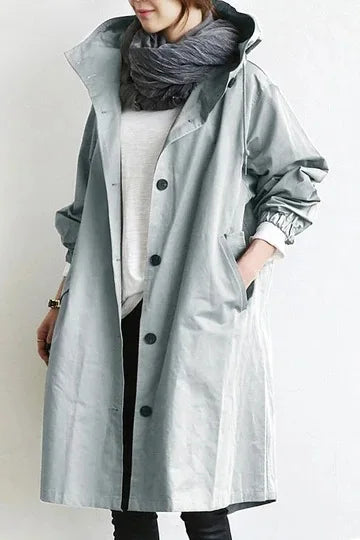 New Korean Version Y2K Trench Coats Women Casual Style Solid Loose Long Hooded Coat 2024 Spring Autumn Elegant Outwear Female