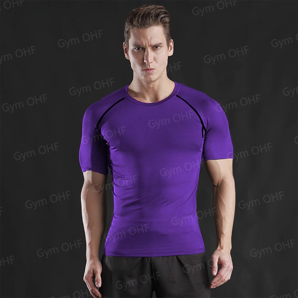 Men Gym Fitness Workout Tights Sport Jersey Athletic Running Shirt Compression Long Sleeve T Shirt Men Elastic Training T-shirt