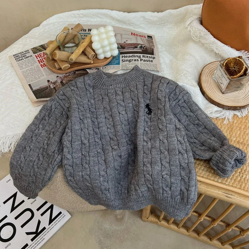 IYEAL Spring and Autumn Children's Sweaters Boys Girls Treasure Knitted Retro Pullovers Raglan Jackets Loose Cotton Tops