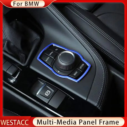 Car Console Multimedia Button Panel Frame Cover Trim for BMW X1 F48 2016 2017 2018 2019 2020 Stainless Steel Sticker Accessories