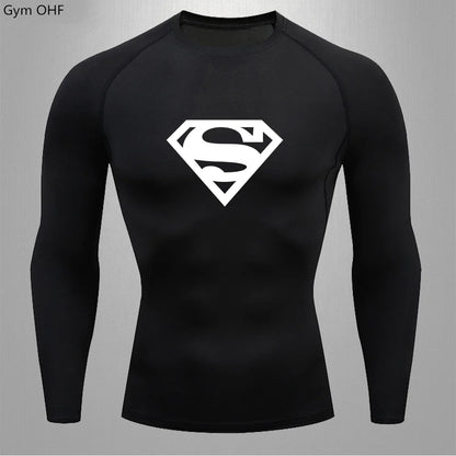 Men Gym Fitness Workout Tights Sport Jersey Athletic Running Shirt Compression Long Sleeve T Shirt Men Elastic Training T-shirt