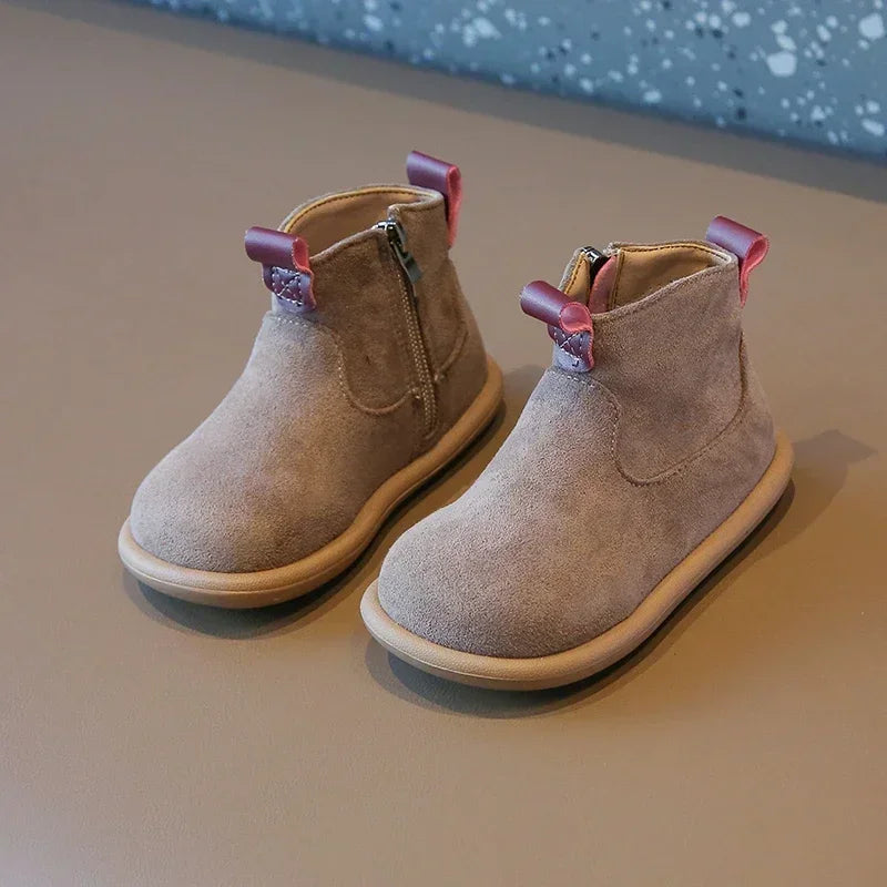 Autumn Winter Baby Boys Girls Boots Oxford Suede Children Casual Shoes Outdoor Anti-slip Infant Shoes Plush Kids Ankle Boots