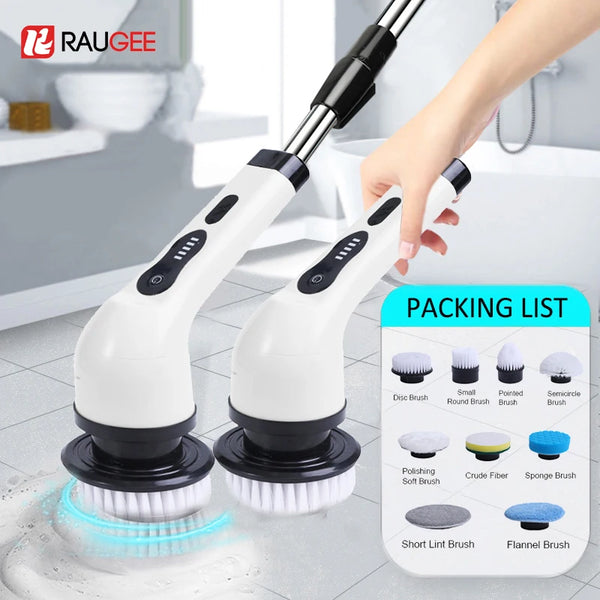 Spazzola elettrica per la pulizia di finestre, bagno, cucina, WC, spazzola rotante multifunzione 9 in 1 per la pulizia domestica