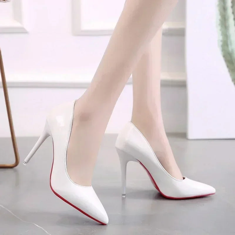 2024 New Women's High Heels Red Sole Pointed Toe Stiletto Heels Classic Style Wedding Dinner Complete Colors Shallow Top Shoes