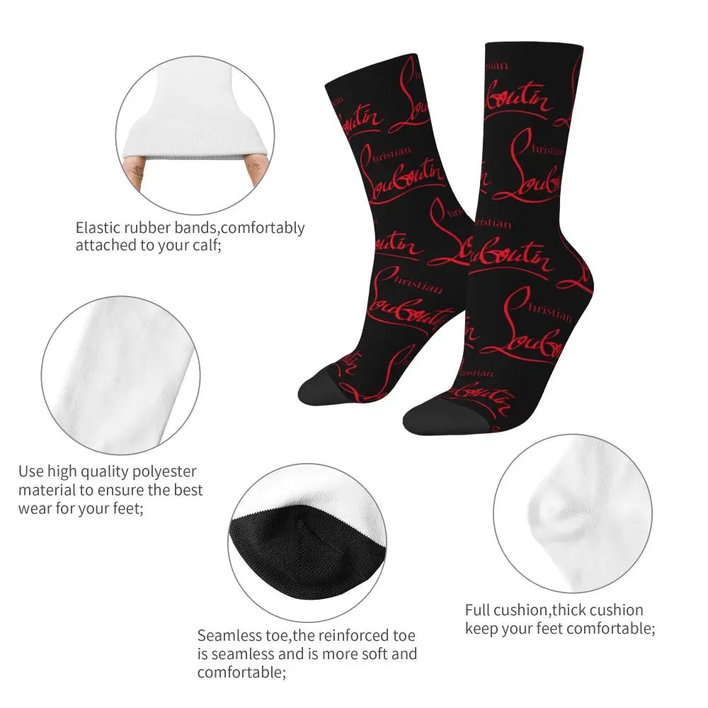 Autumn Winter Retro Women Men Christians High Heels Louboutins Socks Lady Beauty Non-slip Basketball Socks